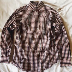 Blue and Orange Check Button Down